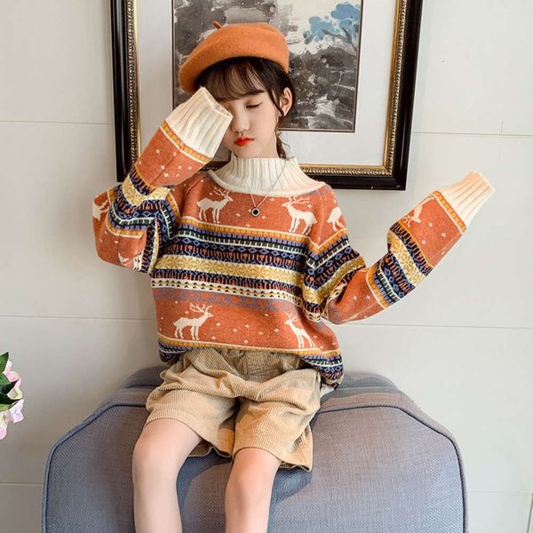 

deer in girls' sweater cashmere red autumn and winter 2020 9tx0xht2, Blue