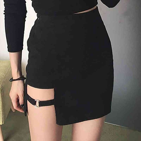 

women skirts black package hip skirts harajuku korean y2k fashion gothic irregular hem pencil micro mini skirt womens