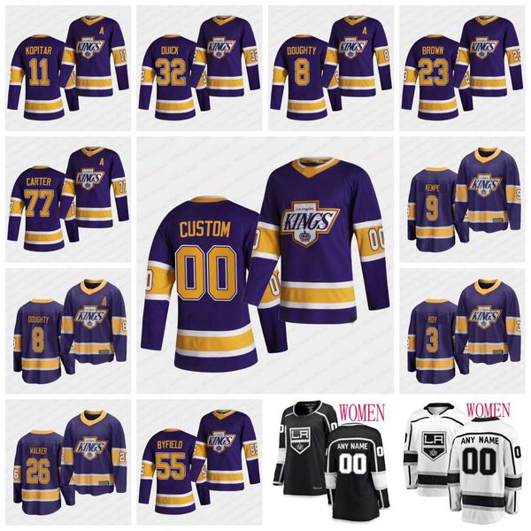 

2021 la los angeles kings reverse retro jerseys anze kopitar dustin brown iafallo doughty campbell kovalchuk carter jonathan quick toffoli, Black;red