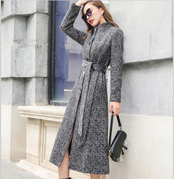 

new x-long big size 3xl woman's jacket 2020 autumn women's wool outerwear, Black