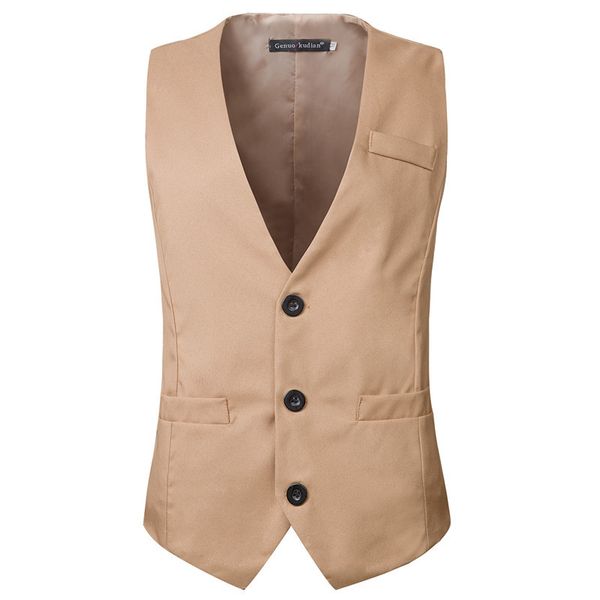 

solid suit vest mens smart casual business waistcoat men formal social vests groomman for wedding gentleman male coat, Black