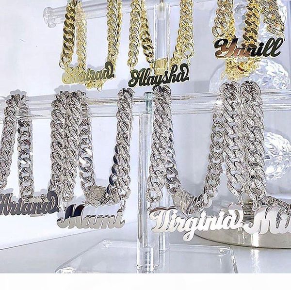 

muy3name necklace with 12mm cuban chain customized nameplate necklaces custom stainless steel old english style personal