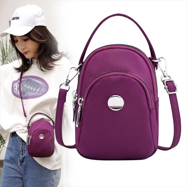 

3 layers fashion zippers mobile phone bags coin pocket women small shoulder bags crossbody bags handbag mini nylon bag for girls