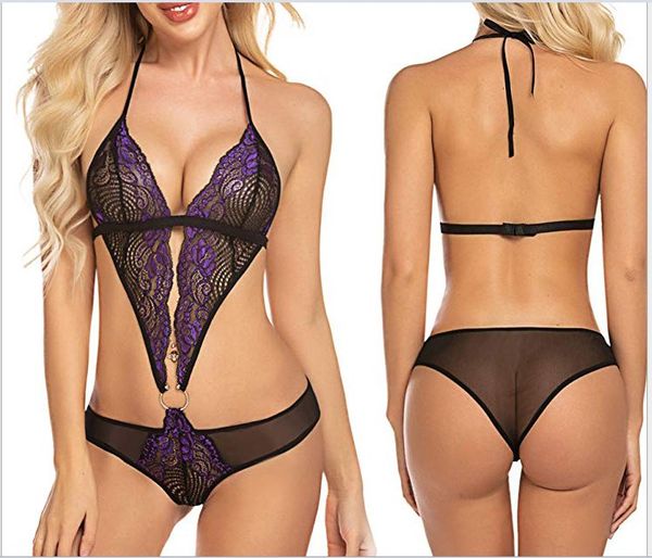 

underwear wholesale ladies lingerie perspective women' three-point body open gear neck underwear, Red;black