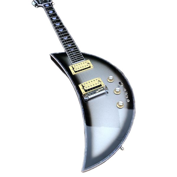 Chitarra elettrica Silver Grey Moon di nuovo arrivo, strumento elettronico da viaggio portatile, strumento a corde acustiche