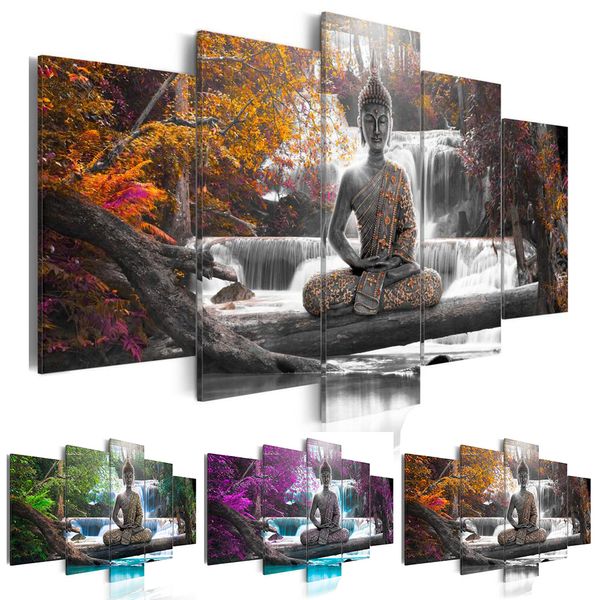 HUACAN 5 pz/set Pittura Diamante 5D Buddha Religione Esercitazione Completa Piazza Diamante Ricamo Cascata Punto Croce Multi-immagine 201112