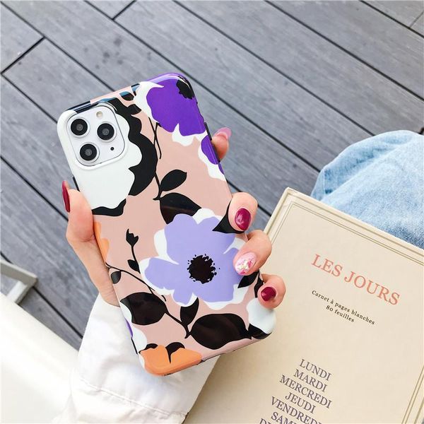 

flykylin цветы чехол для iphone 11 pro max 6 6s 7 8 plus xs хг x задняя крышка моды желтый фиолетовый imd jllono book2005