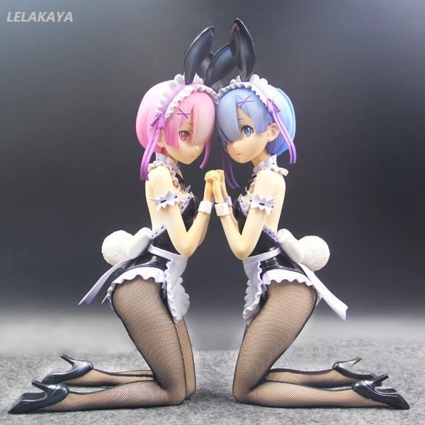 

life in a different world from zero rem ram bunny ver model pvc 30cm kneeling anime action figure collectible toy