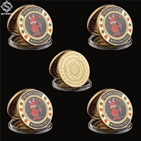 

5pcs metal don't play with the devil card poker chips craft accessories souvenir commemorative coins porker protector