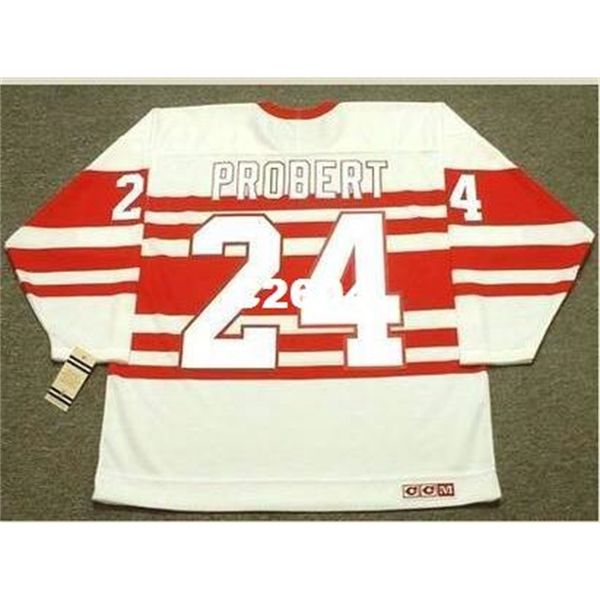 

men #24 bob probert detroit red wings 1992 ccm vintage retro hockey jersey or custom any name or number retro jersey, Black