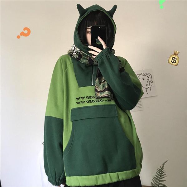 

winter aesthetic kpop cosplay frog women purple long sleeve streetwear oversized gothic y2k anime clothes harajuku hoodie ibajb, Black