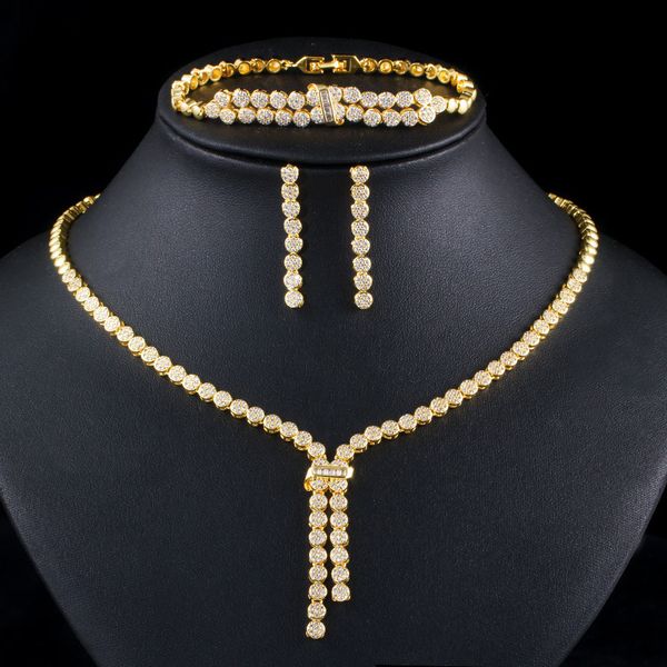 

cubic zirconia 18k gold plated wedding jewelry set 2020, Silver