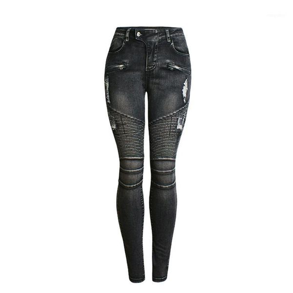 

fashion stretch black skinny jeans woman tights elasticity ripped jeans women for girls with zipper pencils trousers women k3101, Blue