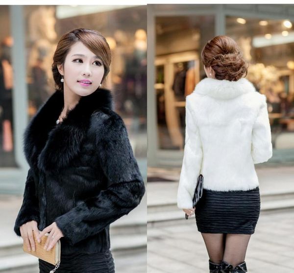 

women's fur & faux retro style women clothing fluffy slim noble winter fall overcoat party short coats, Black