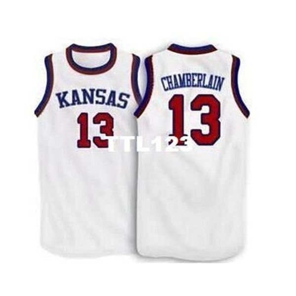 

vintage 121 #13 wilt chamberlain kansas jayhawks ku college jersey size s-4xl or custom any name or number jersey, Black