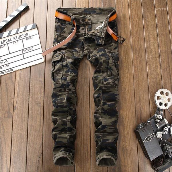 

men's jeans 2021 fashion men causal pants plus size 40 camouflage homme1, Blue