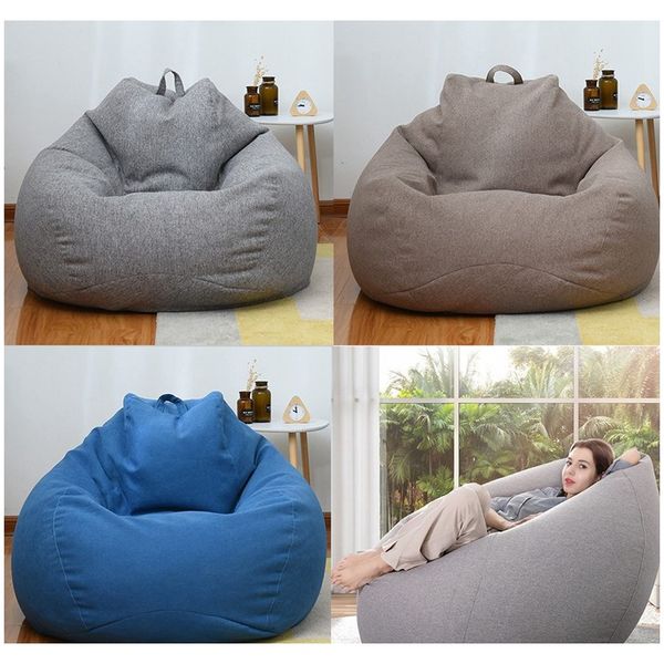 

large small lazy sofas cover linen cloth chairs lounger seat bean bag pouf puff couch tatami for living room without filler f wmtszf