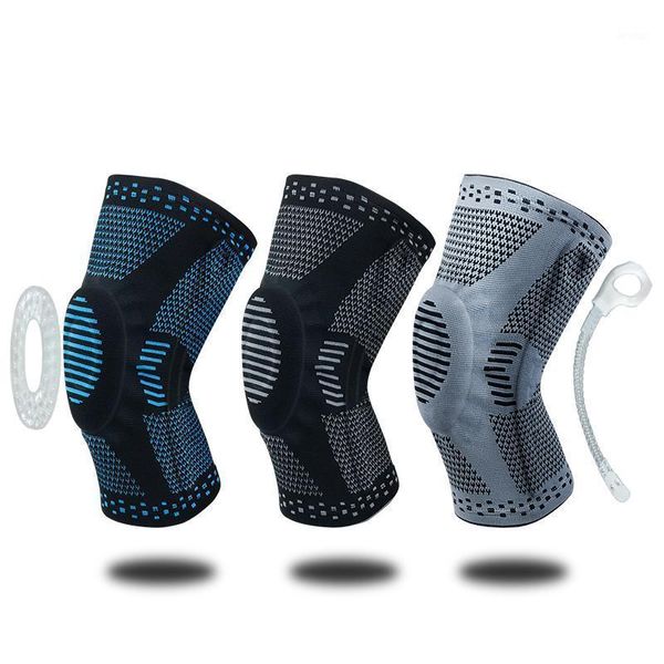 

elbow & knee pads 1pcs patella protector brace silicone spring pad basketball knitted compression elastic sleeve support sports1, Black;gray