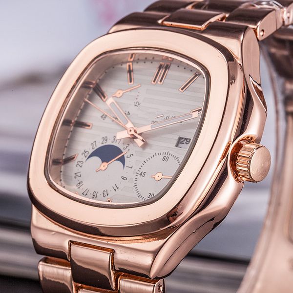 

luxury mens watches stainless steel quartz watch 316l steel strap surface diameter men wristwatches, Slivery;brown