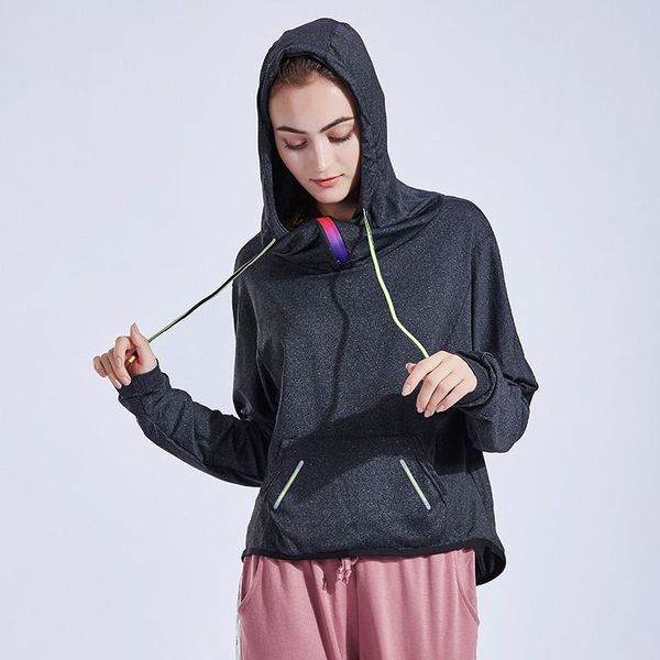

hoodie sweatshirt blouse hoodies women loose long sleeve sport shirt fitness gym clothing casual yoga jacket, White;black