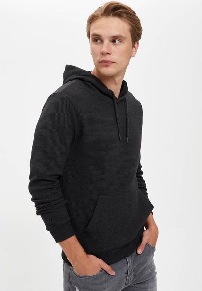 

autumn man knitted slim fit hooded sweatshirt sporty look long sleeve warm casual season kg-614, Black