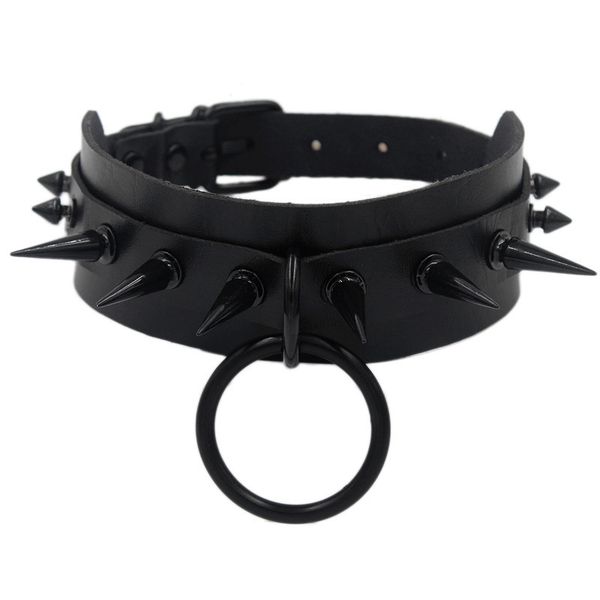 

gothic spike goth choker necklaces women collar studded rivet black leather men necklace chocker halloween gifts necklace women, Silver