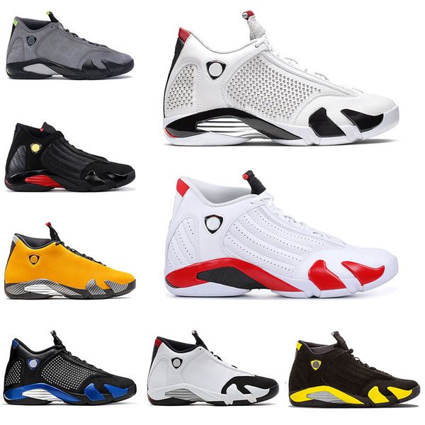

ale 14 candy cane spm x white men shoes 14s reverse ferr yellow desert sand red suede mens thunder sneakers sport shoes