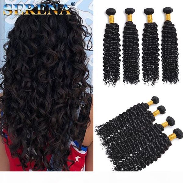 

8a brazilian deep wave human hair bundles deep curly weave weft peruvian malaysian indian mongolian virgin hair curly hair extensions, Black