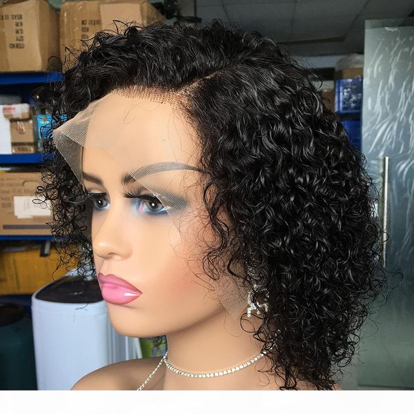 

wigs human hair lace front deep wave 13x4 frontal lace wig 150 density virgin indian hair wig, Black;brown