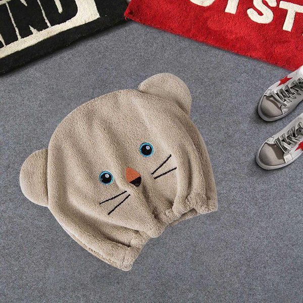 

coral velvet cartoon dry hair hat cat hat 25*21cm quick-drying hair wrap cute shower cap dry washing tool