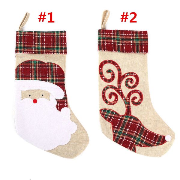 

50ntsnowman gift candy hanging bag socks cute santa claus deer bear stocking for christmas decoration 60pcs t1i2364
