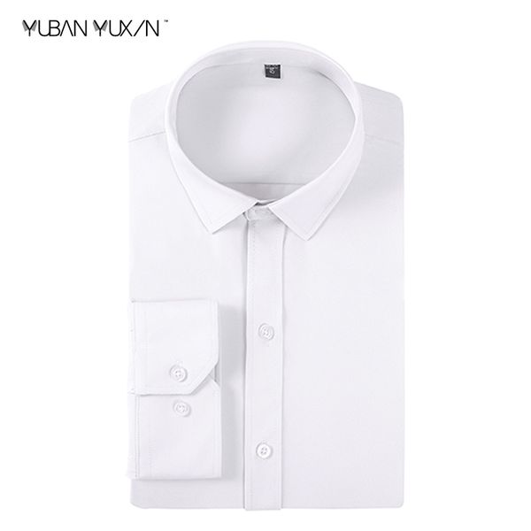 

yubanyuxin brand men stretch wrinkle resistant white long sleeve classic business slim fit dress shirt breathable office shirts c1211, White;black