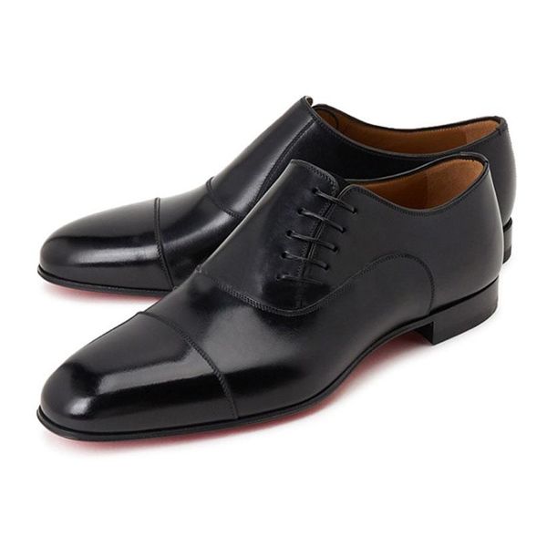 

luxury designer mens shoes loafers red bottom black genuine leather slip on dress wedding flats bottoms shoe for business party oxfords