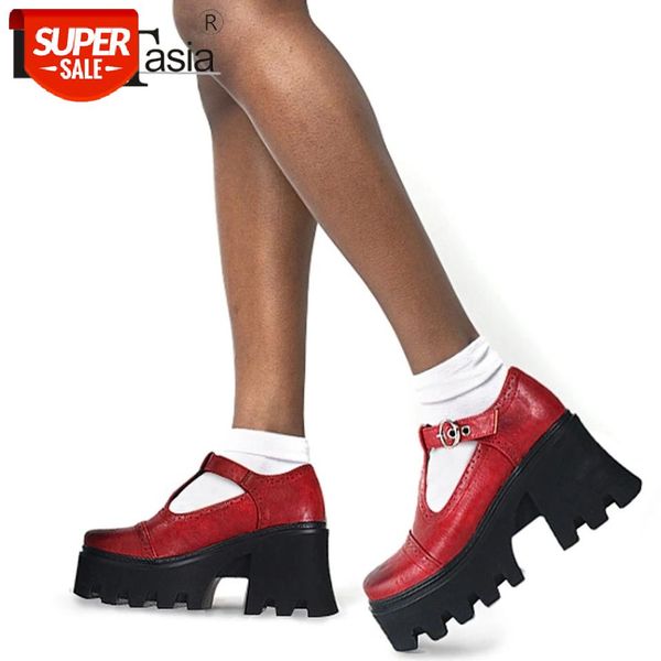 

doratasia big size 35-43 new women's chunky high heels retro pumps buckle shallow platform shoes woman party office pumps ladies #xc4n
