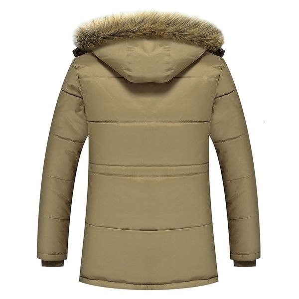

casual parkas men hooded jackets autumn winter fleece warm fur parka oversized windproof jacket mens brand clothing 201118, Black