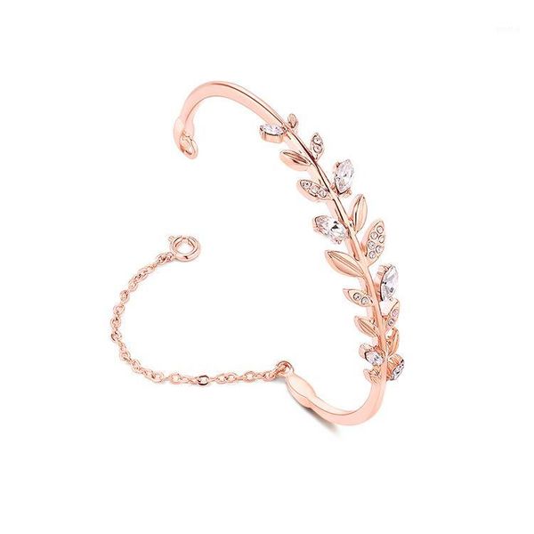 

fxm trendy leaf crystal bracelets bangle for women with crystal from austria new fashion jewelry1, Black