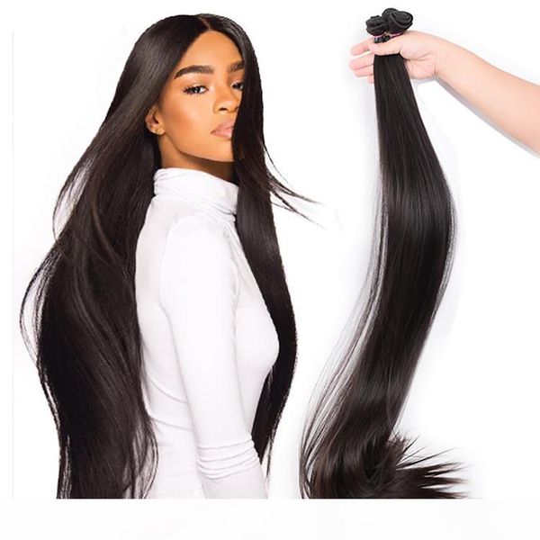 

high and super raw virgin cuticle aligned brazilian human long length 32 34 36 38 40 inch brazilian silk straight human hair bundles, Black