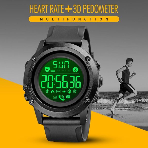 

skmei brand smart watch men fashion health tracker wristwatch heart rate sleeping monitor smartwatch calorie call remind watches, Slivery;brown
