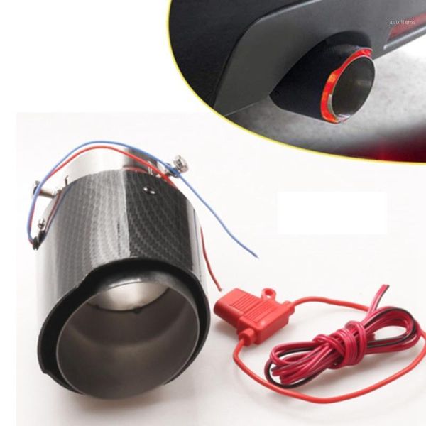 

car exhaust inlet carbon fiber end tail pipe exhust with led light1