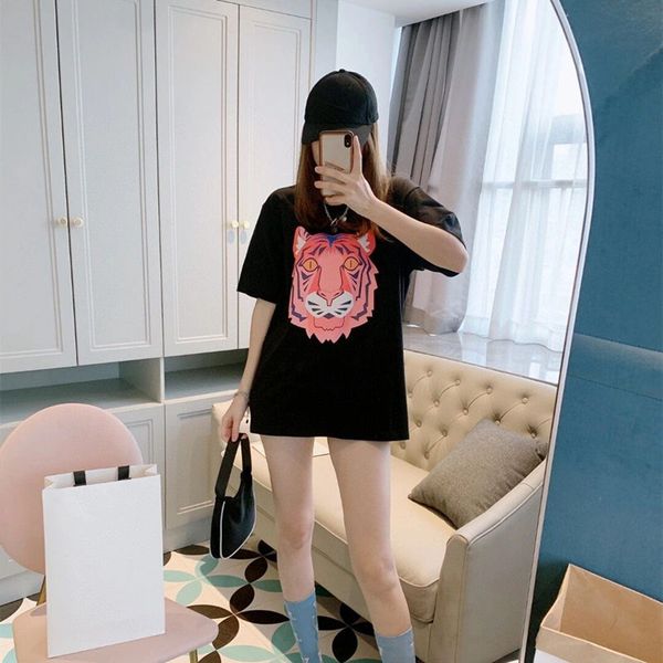 

luxury womens black bear printed tshirts fashion girls plus size letter short sleeve loose t-shirt summer clothing white tees