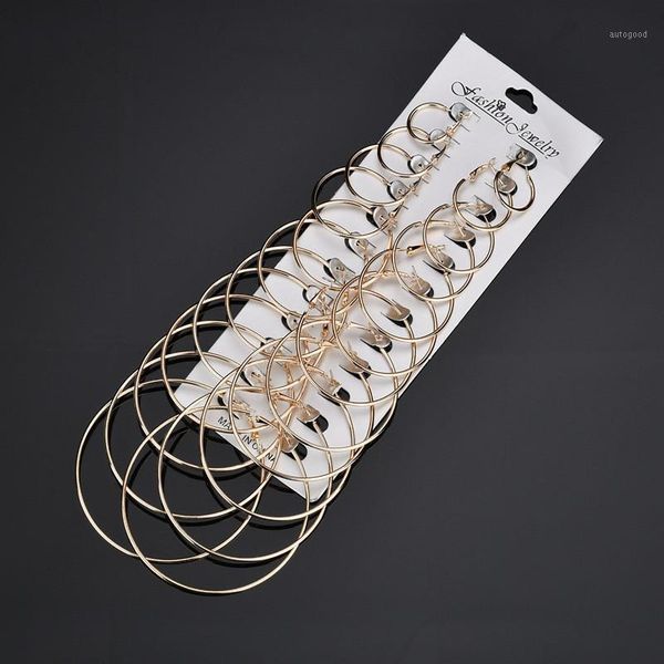 

charm 2021 trendy 1set 12 pairs exaggerated earring alloy earrings for women jewelry drop1, Golden