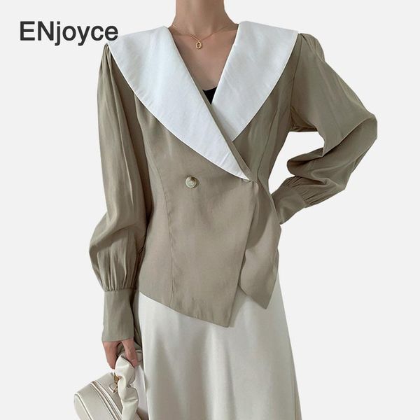 

spring autumn new fashion personality vintage sailor collar blouse for women long sleeve shirts korean style clothes tide1, White