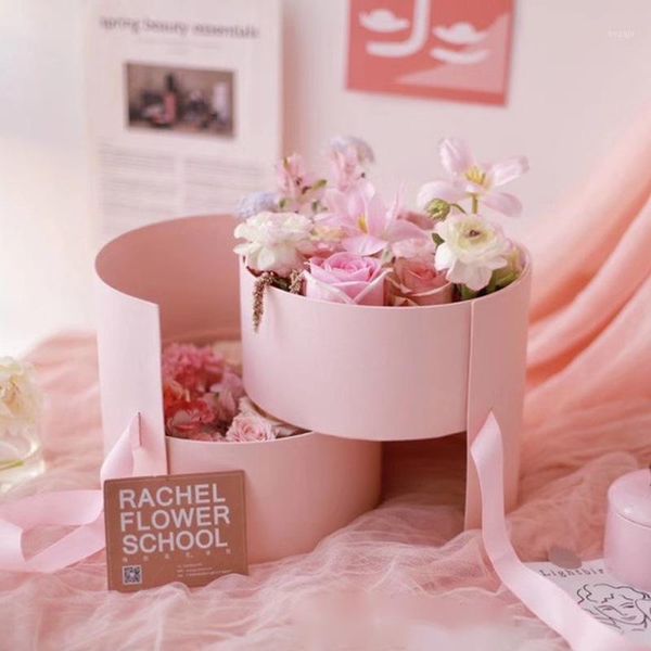 

gift wrap round double-layer rotating box flower pot preserved fresh wholesale valentine's day party christmas wedding1