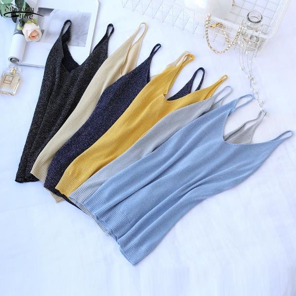 

camis korearn knitted v neck tank women vest female casual sleeveless camisole high street 2021 summer new clothes 8757 50, White