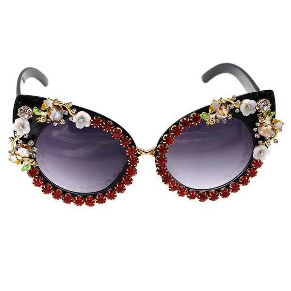 

2021 new oversized round diamond sunglasses women brand cat crystal sun glasses ladies men rhinestone eyeglasses fml, White;black