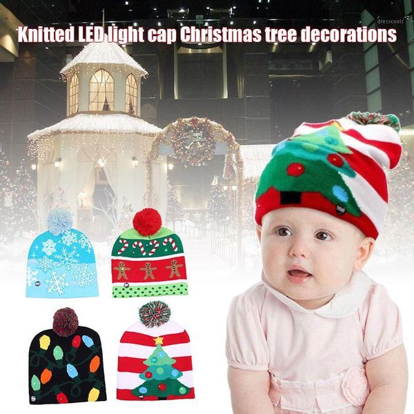 

led flashing beanie cap christmas holiday light up blinking knitted hat lad-sale1