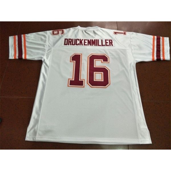 

2604 virginia tech hokies 1997 jim druckenmiller #16 real full embroidery college jersey size s-4xl or custom any name or number jersey, Black