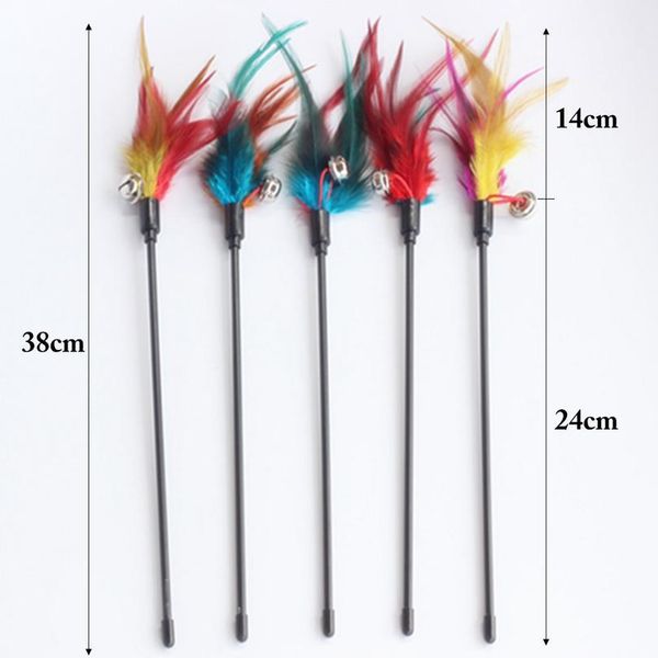 

2pcs cat toy feather stick toy for cats kittens interactive cat toy pet with bell pet toys cat supplies tea jllhit