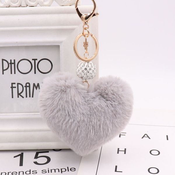 

ball soft real rabbit lovely fur gold metal plush keychain car keyring bag accessories, Silver
