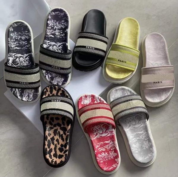 

slippers designer womens printing sandals cowhide letter casual foam runner platform summer outdoors beach slipper with box and shopping bag, Black